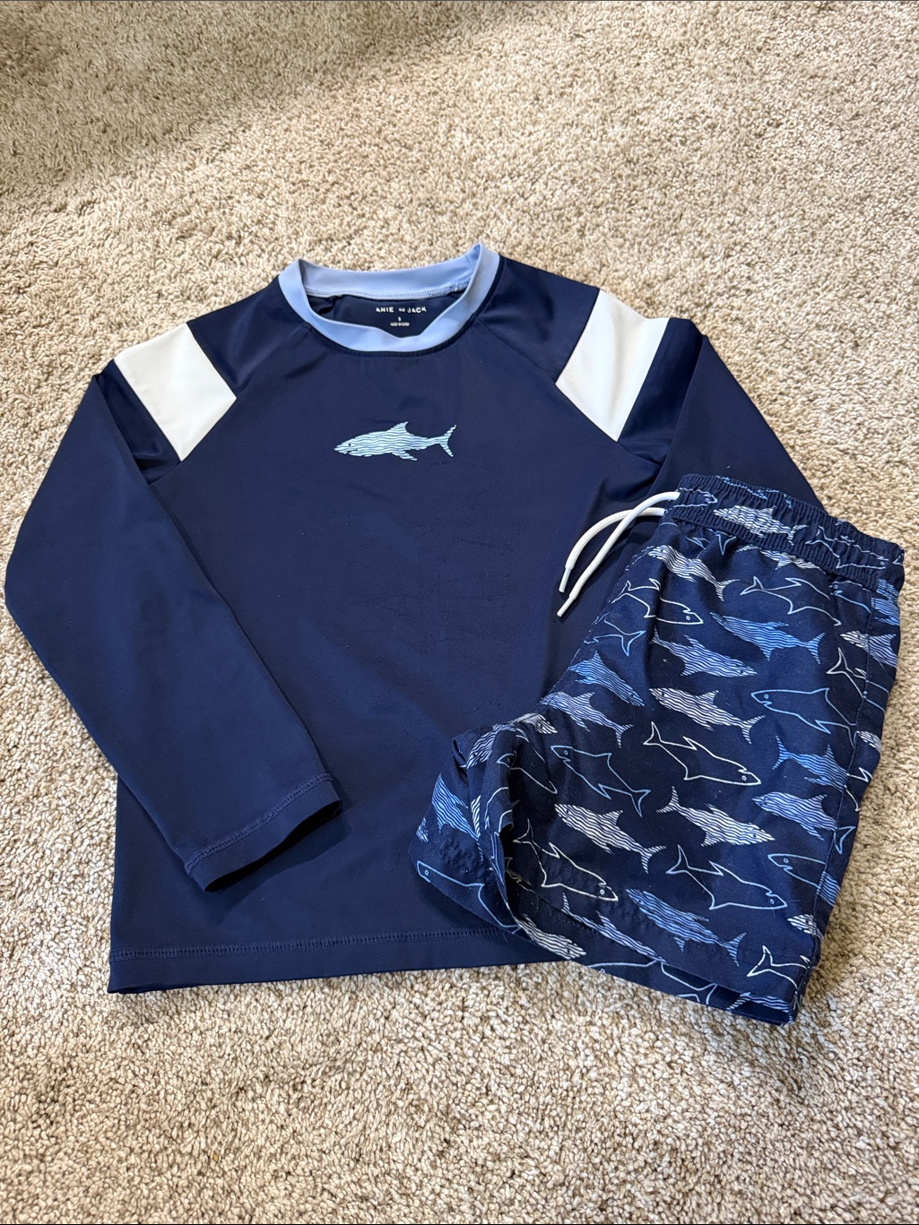 5 - Janie & Jack - Shark Rash Guard & Trunks/Shorts